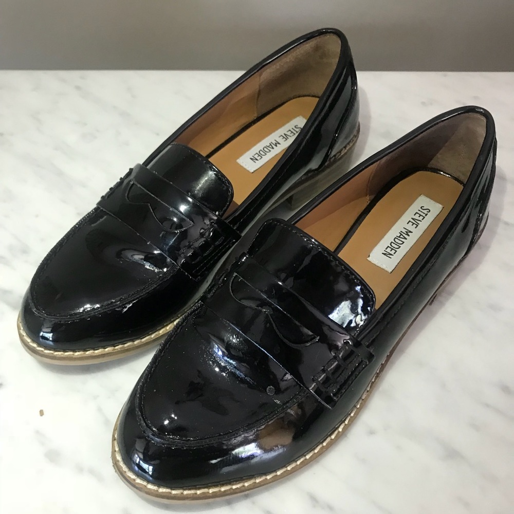 Steve Madden Patent Black Loafers